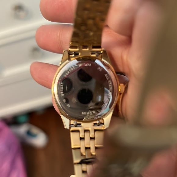NWT Fossil Micro Scarlette Women\'s Gold Stainless Steel Sport Watch 28mm
